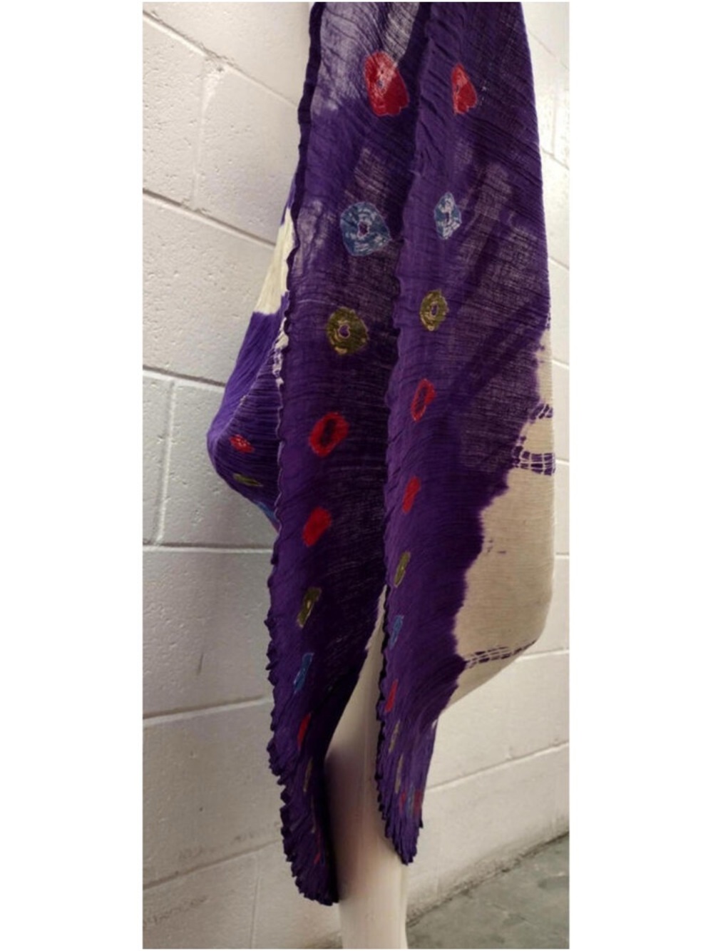 Boho Purple and Cream Tie-Dye Maxi Skirt with Embroidered Accents - Picture 3 of 3